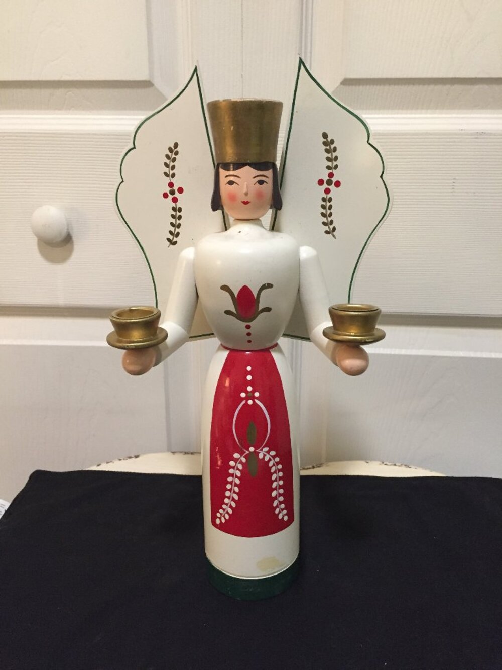 Erzgebirge Angel Candleholder Wood 14'' Christmas Decoration Folk Art Germany